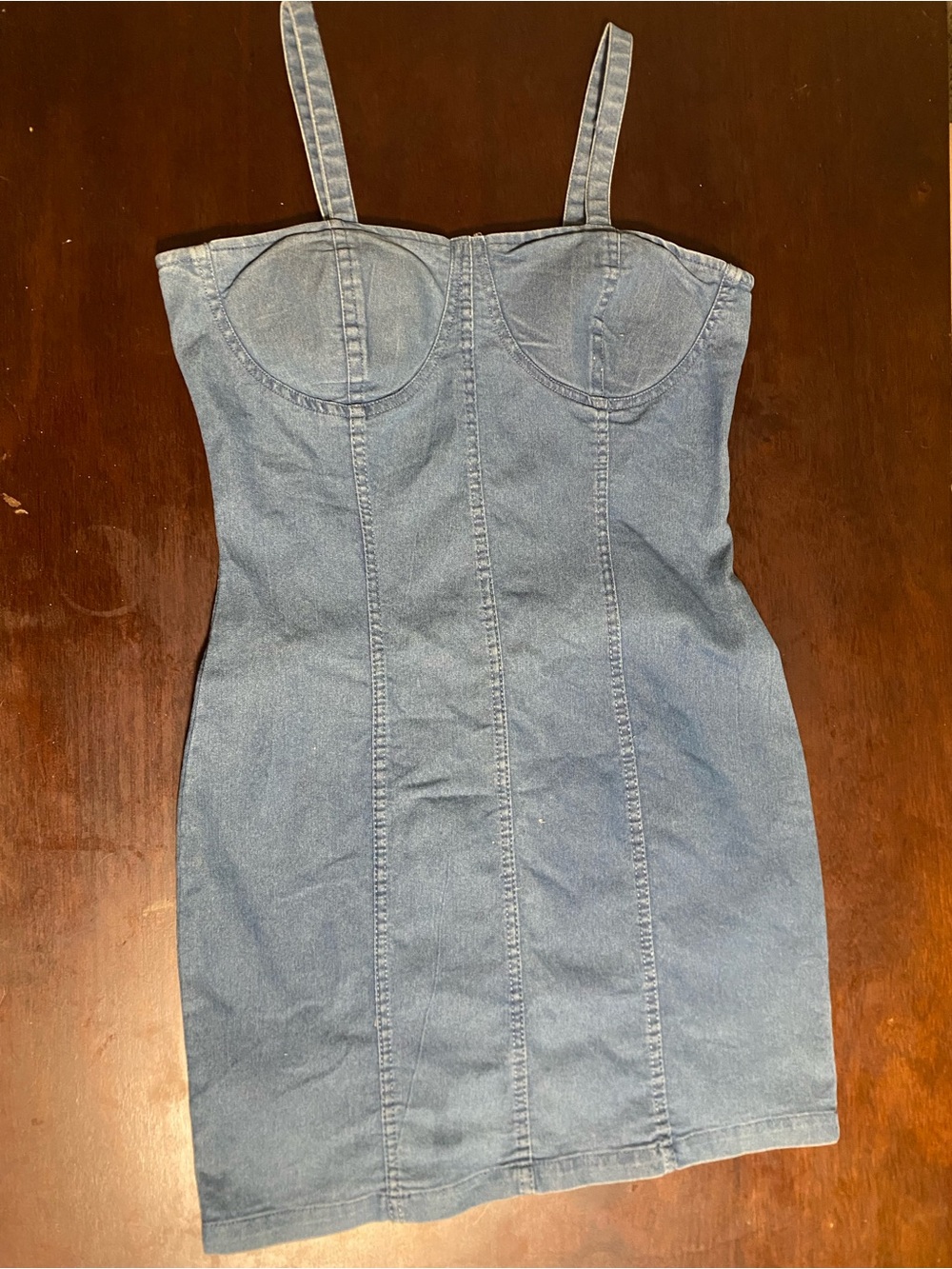 Denim Bustier Mini Dress - Blue Size Medium